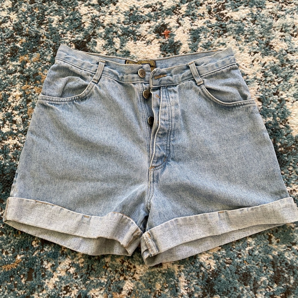 VINTAGE High Waisted Button Up Denim Shorts